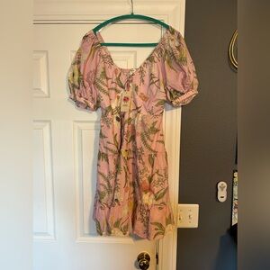 NWT entro Pink Floral Tie-Front Mini Dress